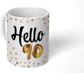 Mok - Koffiemok - Decoratie - 90 Jaar - Confetti - Mokken - 350 ML - Beker - Koffiemokken - Theemok