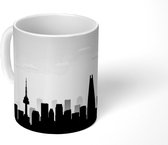 Mok - tekening van de skyline van Seoul - zwart wit - 350 ML - Beker