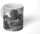 Mok - De buitenpartij - Kunstreproductie van Dirck Hals - zwart wit - 350 ML - Beker
