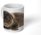 Mok - Koffiemok - Otter jong op witte achtergrond - Mokken - 350 ML - Beker - Koffiemokken - Theemok