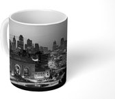 Mok - De stad Kansas City bij zonsondergang - zwart wit - 350 ML - Beker
