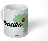 Mok - tekening van Brasilia met de Braziliaanse vlag - 350 ML - Beker