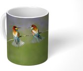 Mok - Vier Bijeneters zitten op een gebogen takje - 350 ML - Beker