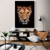 Poster Lioness - Dibond - 120x180 cm - Meerdere Afmetingen & Prijzen | Wanddecoratie - Interieur - Art - Wonen - Schilderij - Kunst