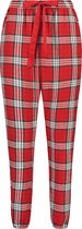 Hunkemöller Dames Nachtmode Pyjamabroek Twill Check Cuff  - Rood - maat 2XL