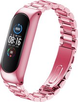 Bandje Voor Xiaomi Mi 3/4/5/6 Kralen Stalen Schakel Band - Mat Rose Rood (Roze) - One Size - Horlogebandje, Armband