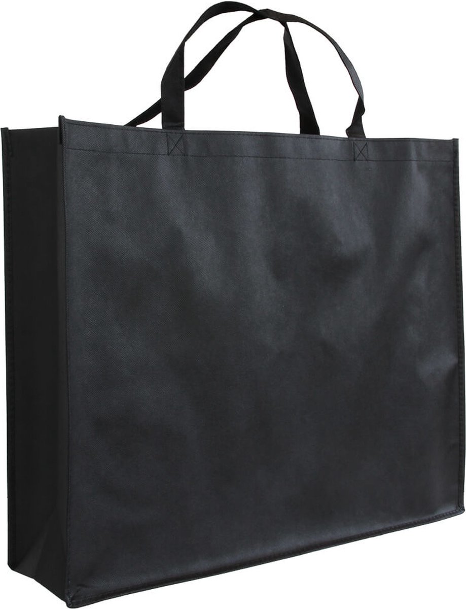 Shopper Bag - 10 stuks - Zwart - 54x45x14cm - Non Woven - Shopper tas