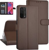 Bruin hoesje voor Oppo A54 5G & Oppo A74 5G - Book Case - Pasjeshouder - Magneetsluiting