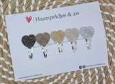 Haarspeldjes Kato - kerstcollectie - glitters - klikklakspeldje - hartjes - zwart/bruin/donkergoud/lichtgoud/zilver — klik-klak 4 cm