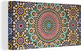 Canvas Schilderij Een bovenaanzicht van Marokkaans mozaïek - 80x40 cm - Wanddecoratie