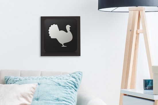 Une illustration d'une dinde sur une toile de fond noir 20x20 cm - petit - Tirage photo sur toile (Décoration murale salon / chambre) / Animaux sauvages Peintures sur toile