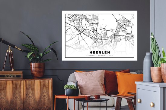 Stickers Stickers muraux - Plan de la ville - Heerlen - Pays- Nederland - 120x80 cm - Feuille adhésive - Carte