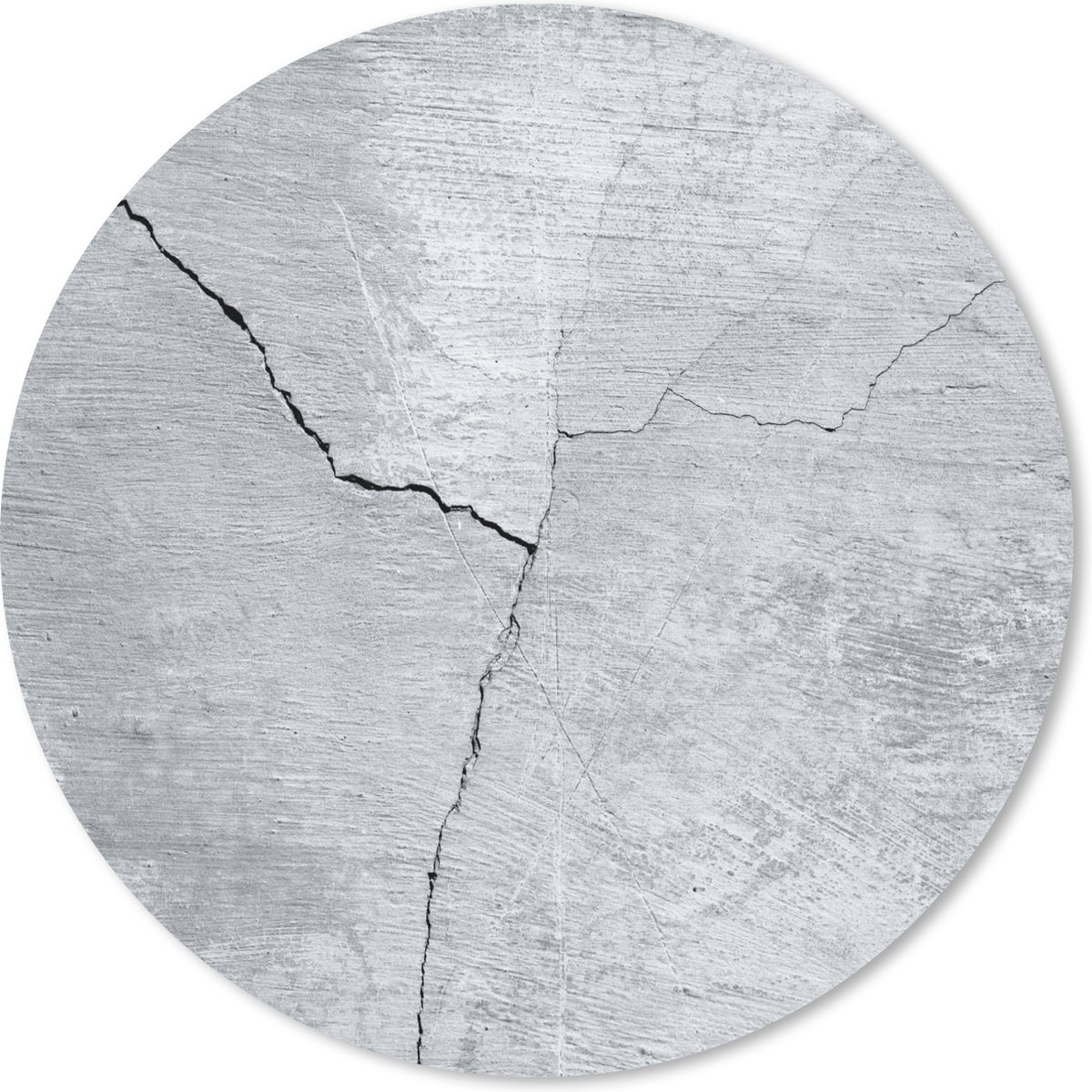 Muismat rond 40x40 cm - Mousepad Beton - Scheur - Grijs - Ronde muismatten