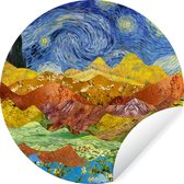 WallCircle - Muurstickers - Behangcirkel - Van Gogh - Sterrennacht - Oude Meesters - 50x50 cm - Muurcirkel - Zelfklevend - Ronde Behangsticker