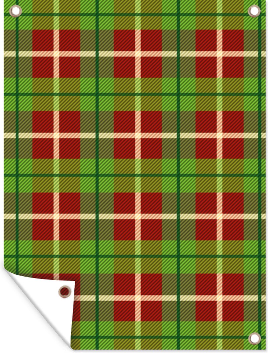 Groene kerstplaid met patroon voor buitendecoratie, 120x160 cm op tuindoek.