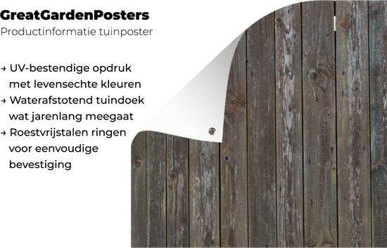 Tuinposter 80x160 cm - Tuindecoratie Achtergrond van donkere planken - Poster voor in de tuin - Buiten decoratie - Schutting tuinschilderij - Tuindoek muurdecoratie - Wanddecoratie balkondoek