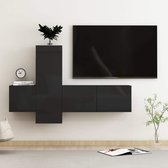 3-delige Tv-meubelset spaanplaat hoogglans zwart