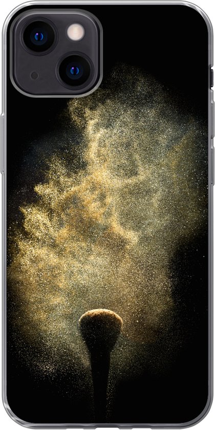 Foto: Telefoonhoesje geschikt voor iphone 13 hoesje goud poeder op een zwarte achtergrond siliconen telefoonhoesje telefoonhoesje