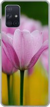 Geschikt voor Samsung Galaxy A51 5G hoesje - Bloemen - Tulpen - Roze - Siliconen Telefoonhoesje