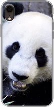 Geschikt voor iPhone XR hoesje - Panda - Dier - Bladeren - Siliconen Telefoonhoesje
