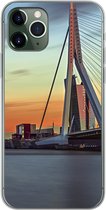 Geschikt voor iPhone 11 Pro hoesje - Rotterdam - Erasmus - Zonsondergang - Siliconen Telefoonhoesje
