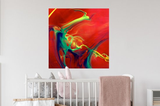 Stickers muraux - Art - Encre - Couleurs - Psychédélique - 80x80 cm - Film Adhésif