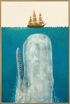 JUNIQE - Poster met kunststof lijst Walvis kinder-illustratie -60x90