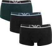 Emporio Armani stretch eagle trunk 3P zwart & groen - Maat L