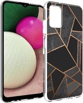 iMoshion Hoesje Geschikt voor Samsung Galaxy A03s Hoesje Siliconen - iMoshion Design hoesje - Zwart / Meerkleurig / Goud / Black Graphic