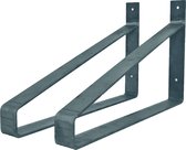 GoudmetHout Industriële Plankdragers XL 40 cm - Staal - Zonder Coating - 4 cm x 40 cm x 25 cm