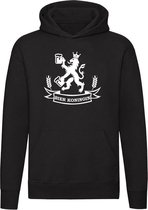 Bier Koningin | Unisex | Trui | Sweater | Hoodie | Capuchon | Zwart | Hollandse Leeuw | Nederland | Drank | Feest | Kroeg | Koningsdag