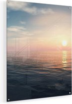 Artaza Glasschilderij - Zee Water Tijdens Zonsondergang - 60x75 - Plexiglas Schilderij - Foto op Glas