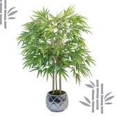 Kamyra® Bamboe Kunstplant - Nep Planten Bamboo Groot - Plant Voor Binnen En Buiten - Decoratie - Duurzaam - 105 × 70 cm