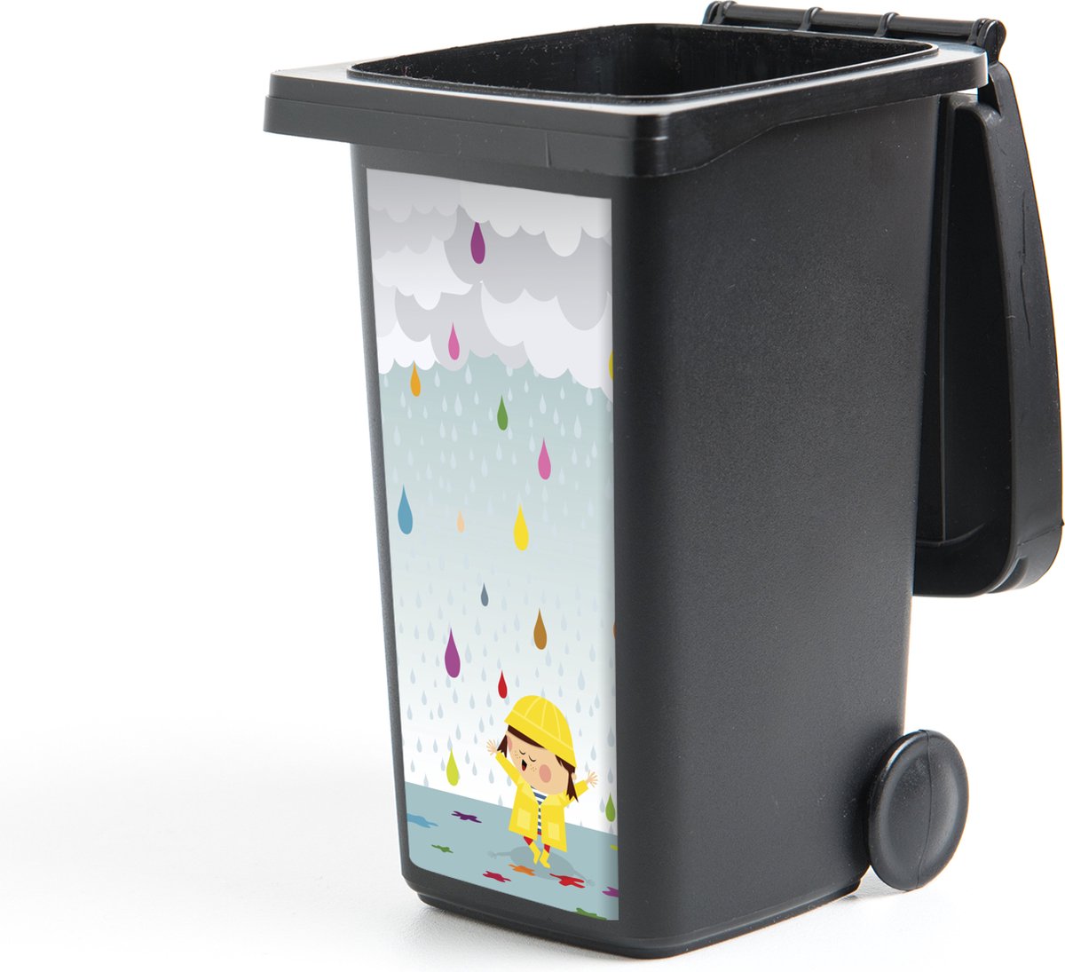 Afbeelding van product StickerSnake  Container sticker een kind dat omringt is met kleurrijke waterdruppels - 44x98 cm - Kliko sticker