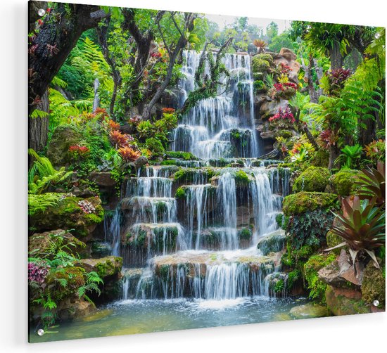 Artaza Glasschilderij - Tropische Waterval In Thailand - 60x45 - Plexiglas Schilderij - Foto op Glas