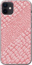 Geschikt voor iPhone 12 mini hoesje - Krokodillenleer - Dierenprint - Roze - Siliconen Telefoonhoesje