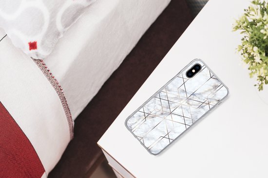 Coque pour iPhone Xs - Marbre - Or - Wit - Coque de téléphone en Siliconen