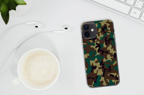 Coque iPhone 12 - Motif camouflage aux couleurs sombres - Coque en Siliconen pour téléphone