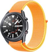Nylon Smartwatch bandje - Geschikt voor  Samsung Galaxy Watch 3 - 45mm nylon band - oranje-geel - Strap-it Horlogeband / Polsband / Armband