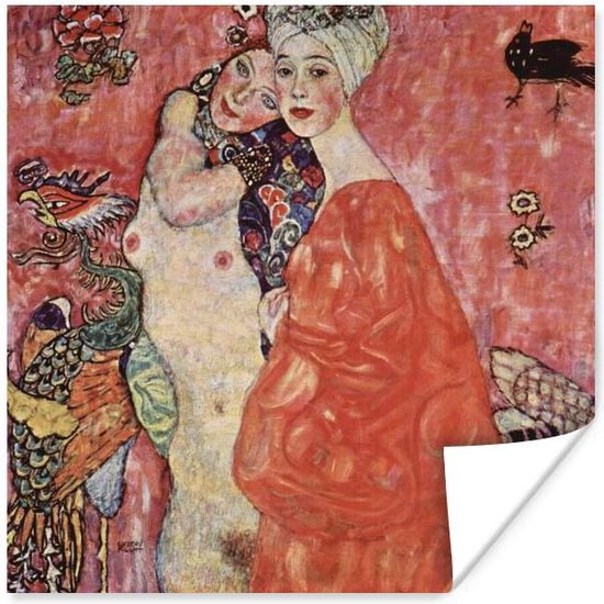 Poster Vriendinnen - schilderij van Gustav Klimt - 100x100 cm XXL