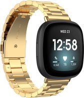 Strap-it Stalen schakel bandje - geschikt voor Fitbit Versa 3 / Fitbit Sense - goud