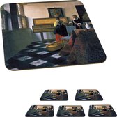 Onderzetters voor glazen - The music lsesson - Johannes Vermeer - 10x10 cm - Glasonderzetters - 6 stuks