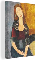 Canvas Schilderij Portret van Jeanne Hébuterne - Schilderij van Amedeo Modigliani - 40x60 cm - Wanddecoratie