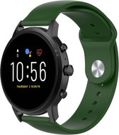 Strap-it Siliconen sport bandje - geschikt voor Fossil Gen 5 / Gen 5e 44mm / Gen 6 44mm - legergroen