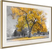 Ingelijste Poster - Gouden Boom, Goudkleurige lijst met passe-partout