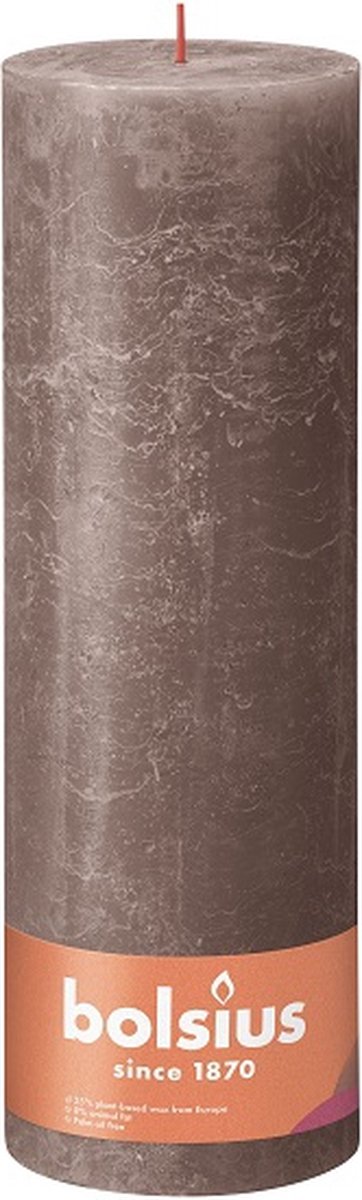 Bolsius Stompkaars Rustic Taupe Ø100 mm - Hoogte 30 cm - Taupe - 200 branduren