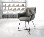 Gestoffeerde-stoel Keila-Flex met armleuning X-frame zwart grijs vintage