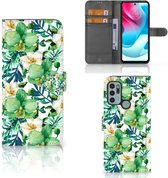 Coque Compatible avec Motorola Moto G60s Coque Orchidée Verte