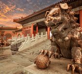 Bronzen leeuw in de Verboden Stad van Beijing in China - Fotobehang (in banen) - 250 x 260 cm