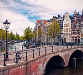 Maisons de canal hollandaises sur un canal d'Amsterdam, - Papier peint photo (en bandes) - 350 x 260 cm